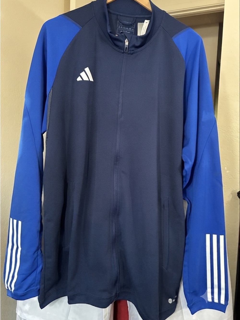 adidas Men’s Navy & Royal Blue Full-Zip Slim Fit Performance Jacket